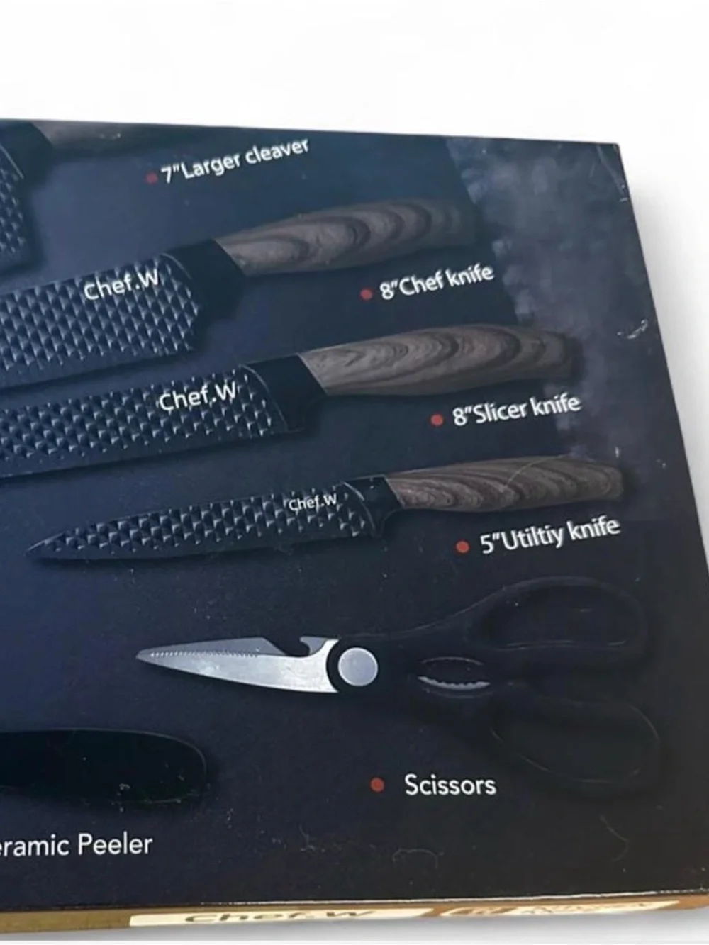 Chef W brand new 6-piece kitchen knife set. New in box.